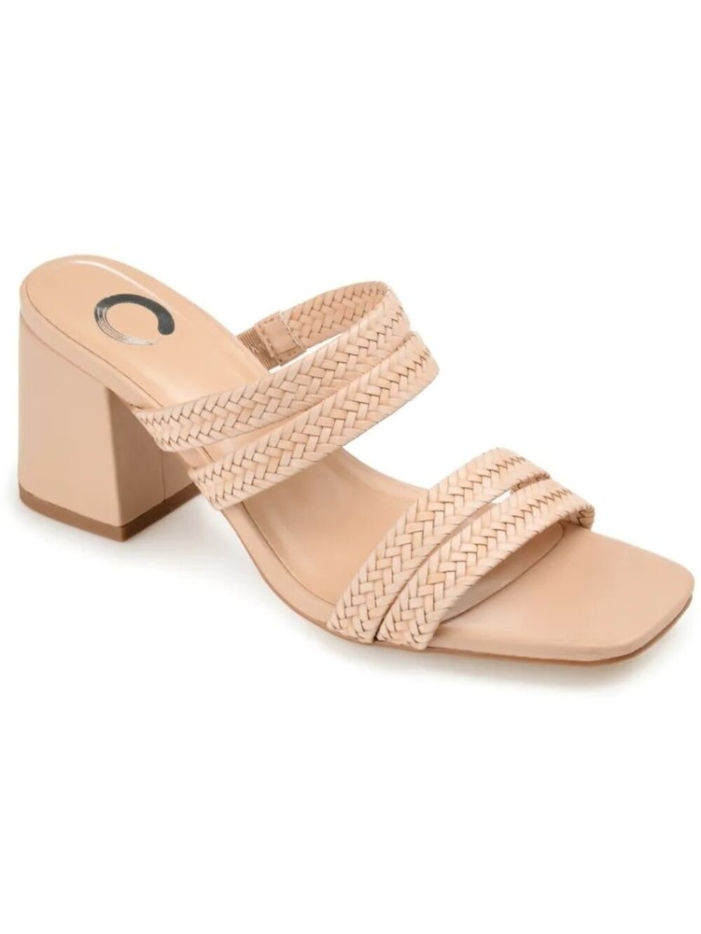 Journee Collection Womens Natia Pump Woven Block Heel Sandals Tan Size 9.5